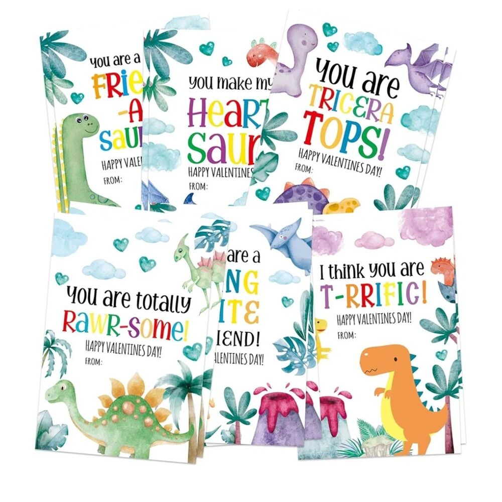30 Pcs. Dinosaurs Valentines Cards